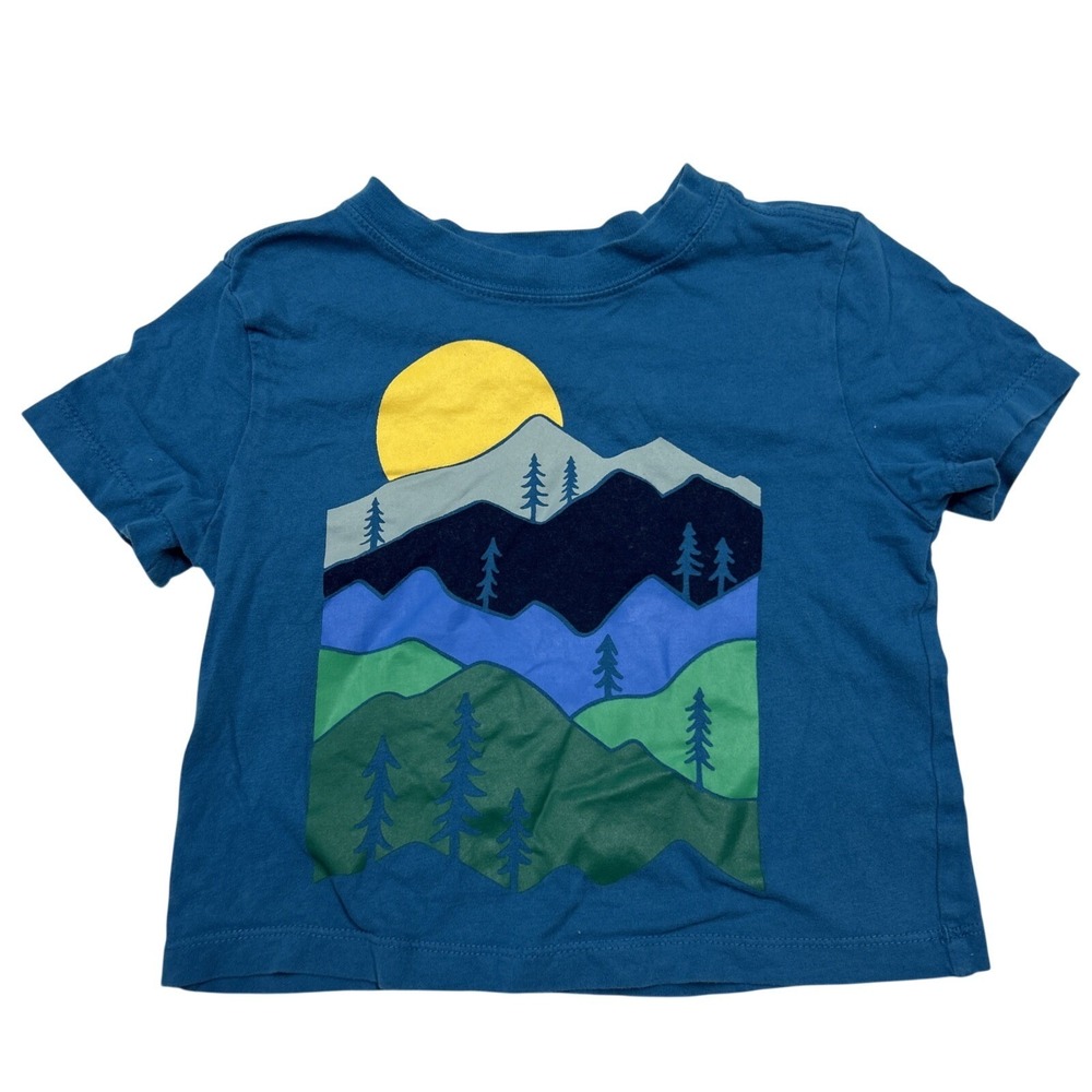 Hanna Andersson 2T Mountain Tee Shirt T-Shirt Boys Blue Gorpcore Cotton Play